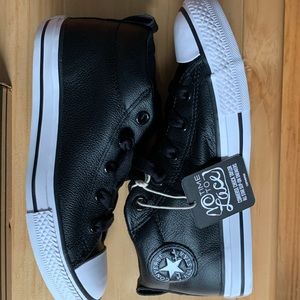 New converse black mid junior sz 3 sneakers